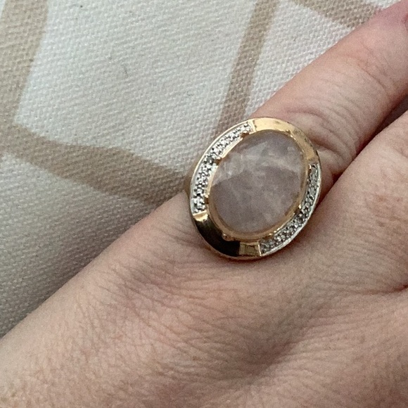 Rose Quartz Vermeil Cocktail Ring, Size 6.5 - Picture 5 of 6